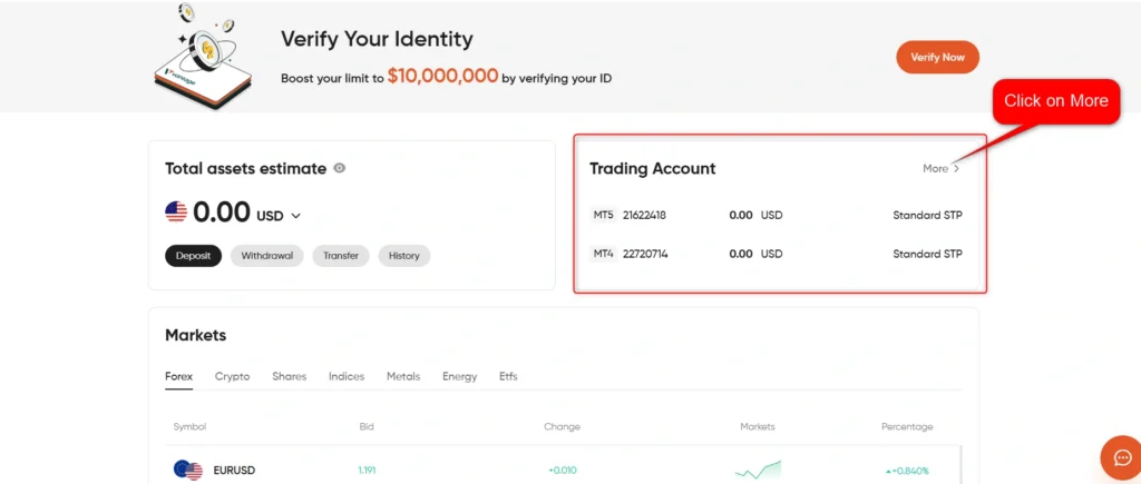 Login in to Your Vantage Trading Account