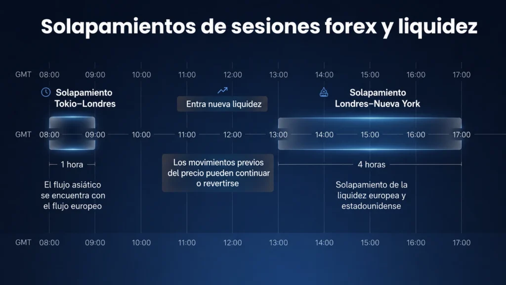 Solapamientos de sesiones forex y liquidez Vantage Markets
