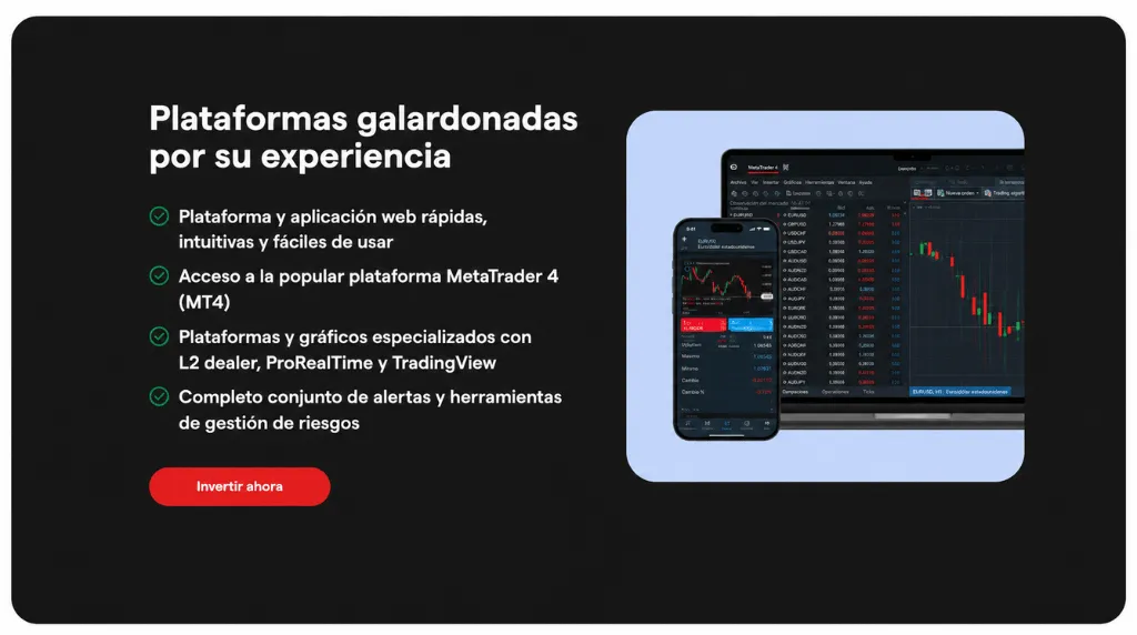 Captura de pantalla de la plataforma de trading de IG, una de las mejores plataformas para el day trading.