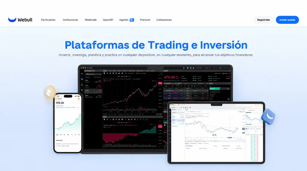 Captura de pantalla de la plataforma de trading Webull, una de las mejores plataformas para el day trading.