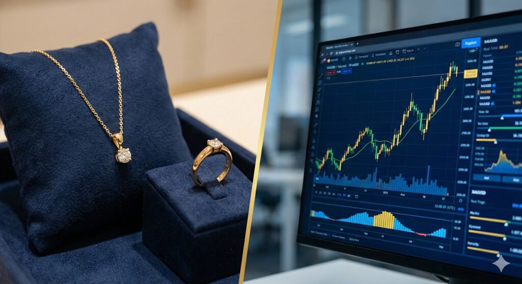 ทองคำเครื่องประดับและกราฟราคา XAUUSD บนแพลตฟอร์มเทรดทองคำ