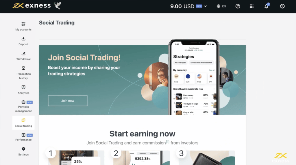 a screenshot of exness' copy trading video