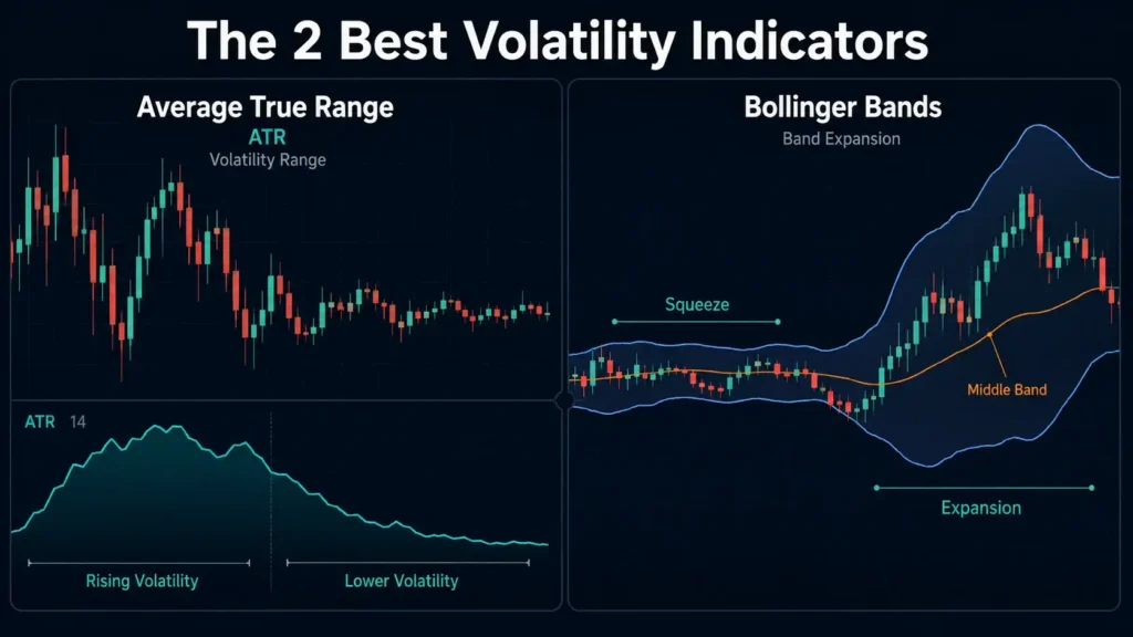 best volatility indicators average true range bollinger bands Vantage Markets