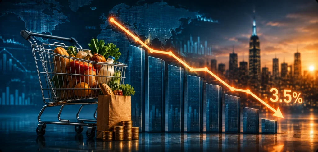 June's Consumer Price Index, released 14 July 2026, cooled to 3.5% year on year from 4.2% in May, with prices down 0.4% on the month, the largest monthly drop since 2020.